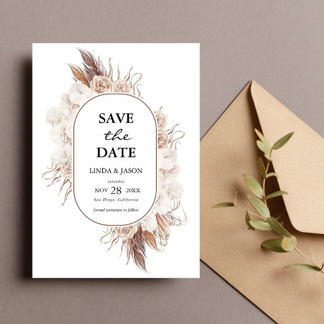 Boho Fall Flowers Wedding Save The Date Card (Creator Uploaded)
