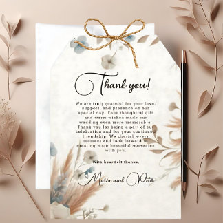 Boho Fall Flowers Wedding Thank You Card