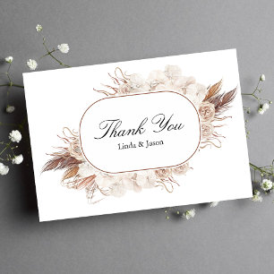 Boho Fall Flowers Wedding Thank You Card