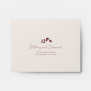 Boho Fall Foliage Self-Addressed Wedding RSVP Envelope