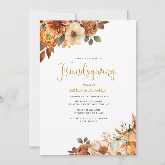 boho fall friendsgiving invitation (Front)