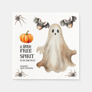 Boho Fall Ghost Wildflower Halloween Baby Shower Napkin