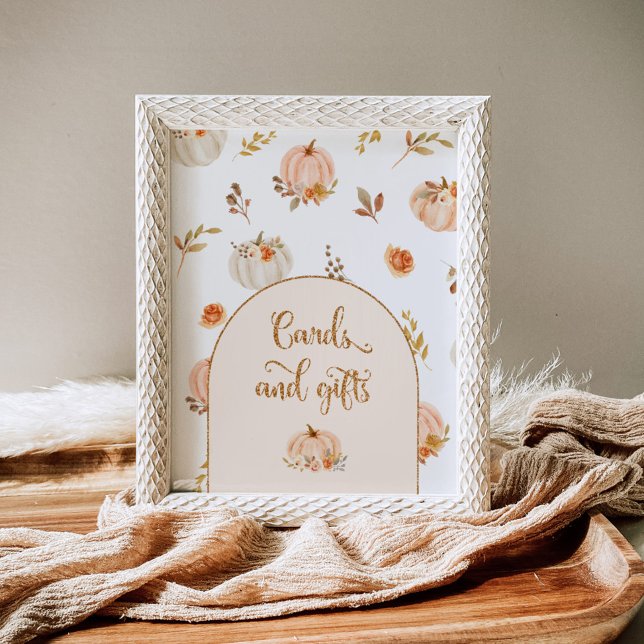 Boho fall gold floral pumpkin cards and gifts poster (Creator Uploaded)