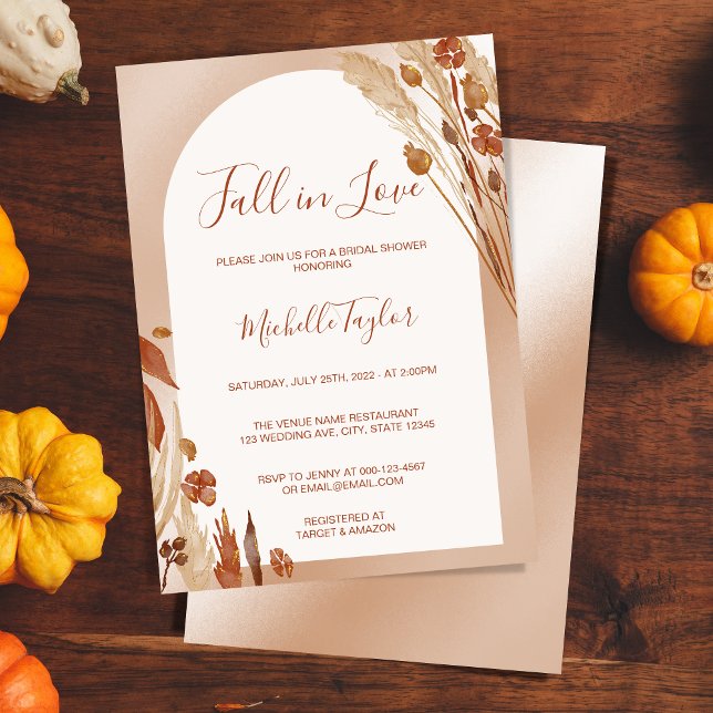 Boho Fall in Love Arch Terracota Bridal Shower Invitation (Creator Uploaded)
