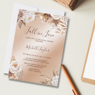 Boho Fall in Love Copper Neutral Bridal Shower Invitation