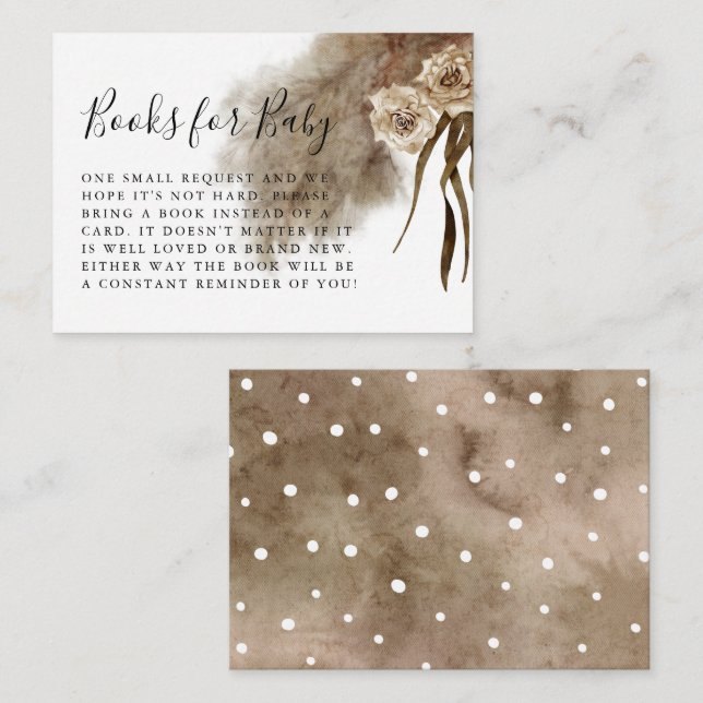 Boho Fall In Love Pampas Grass Book Request Enclosure Card (Front/Back)