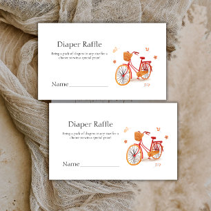 Boho Fall Leaves Bicycle Diaper Raffle Baby shower Enclosure Card