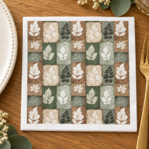 Boho Fall Leaves Sage Earthy Brown Pattern
