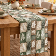 Boho Fall Leaves Sage Earthy Brown Pattern