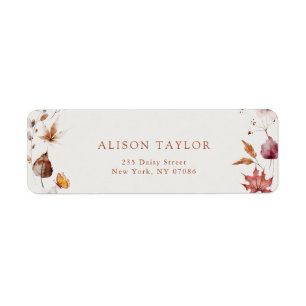Boho Fall Leaves Terracotta Bridal Shower Address