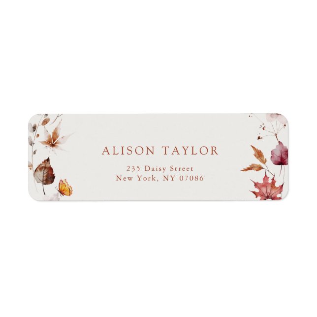 Boho Fall Leaves Terracotta Bridal Shower Address (Front)