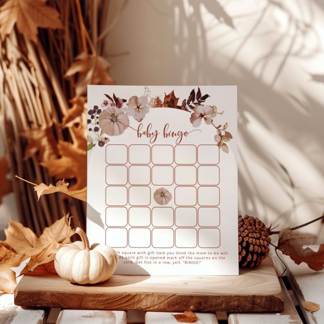 Boho fall Little pumpkin floral baby bingo game (Creator Uploaded)