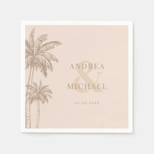 Boho Fall Palm Trees & Ampersand Beach Wedding Napkin