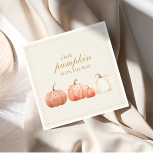 Boho Fall Polka Dot Pumpkins Baby Shower Napkin