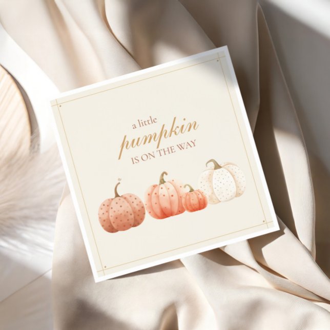 Boho Fall Polka Dot Pumpkins Baby Shower Napkin (Creator Uploaded)