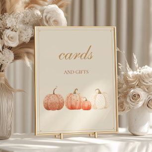 Boho Fall Polka Dot Pumpkins Cards and Gifts  Poster