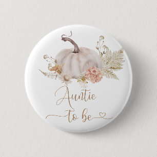 Boho fall pumpkin Auntie to be Button