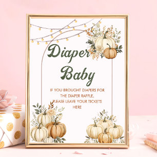 Boho Fall Pumpkin Baby Shower Diaper Raffle Poster