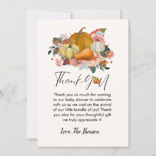 Boho Fall pumpkin baby shower thank you card