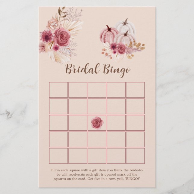 Boho Fall Pumpkin Bridal Shower Game (Front)