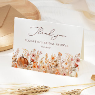 Boho Fall Pumpkin Bridal Shower Thank You Card