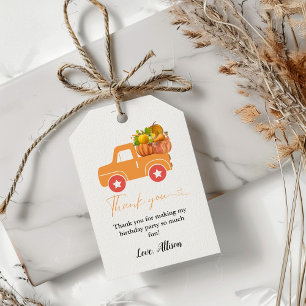 Boho Fall pumpkin car  thank You birthday  Gift Tags