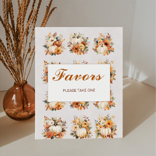Boho Fall Pumpkin Favours Baby Shower Pedestal Sig Sign