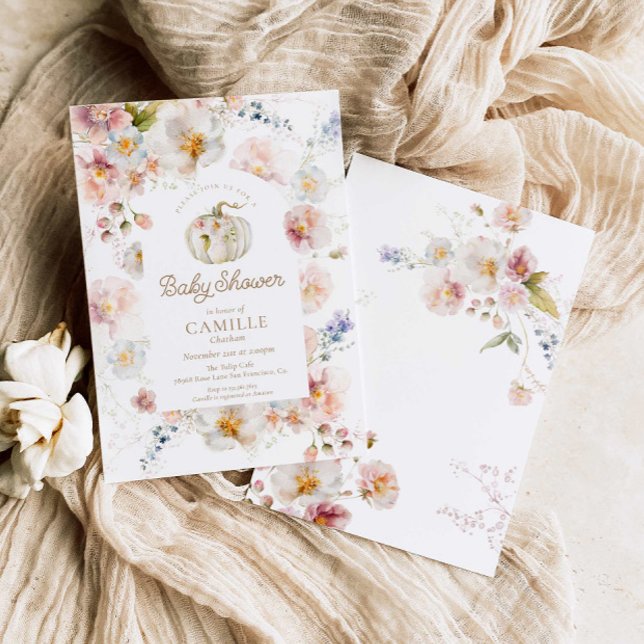 Boho Fall Pumpkin Girl Baby Shower Invitation (Creator Uploaded)