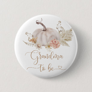 Boho fall pumpkin Grandma to be Button