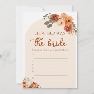 Boho Fall Pumpkin How old was the Bride Game Invitation