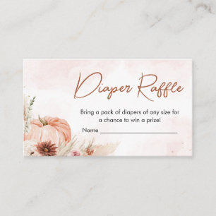 Boho Fall Pumpkin Pampas Baby Shower Diaper Raffle Enclosure Card