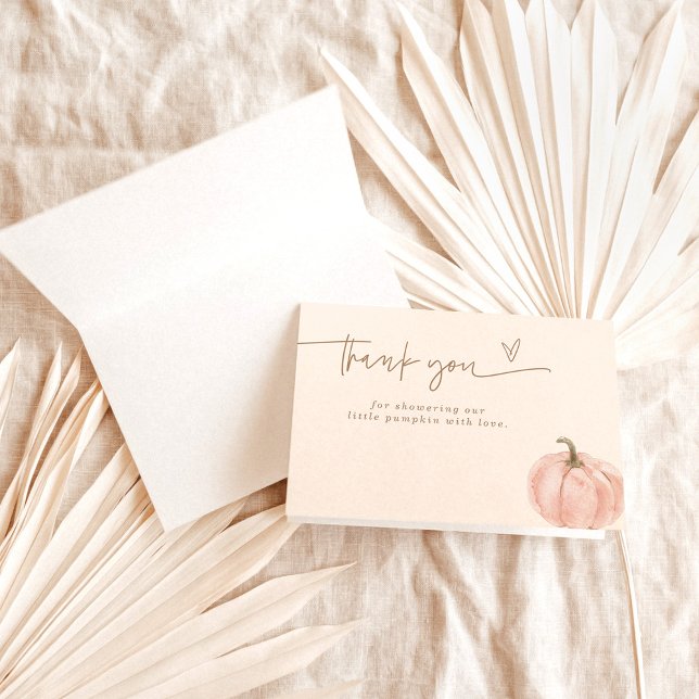 Boho Fall Pumpkin Thank You Card, Pink Baby Shower (Creator Uploaded)