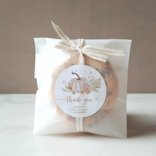 Boho fall pumpkin thank you classic round sticker