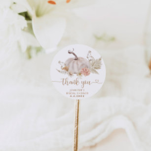 Boho fall pumpkin thank you classic round sticker