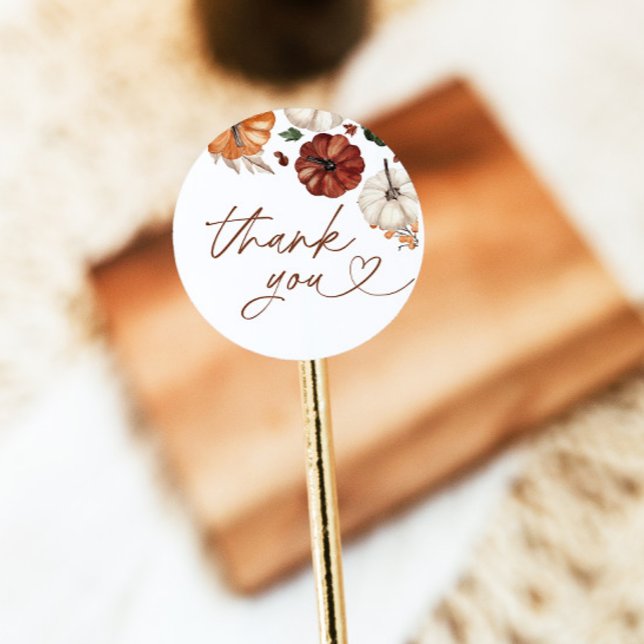 Boho Fall Pumpkin Thank You Favour Sticker (Creator Uploaded)