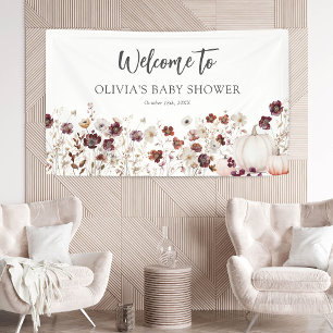 Boho Fall Pumpkin Wildflower Baby Shower Banner