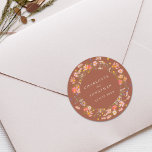 Boho Fall Rustic Floral Personalised Wedding Classic Round Sticker<br><div class="desc">Boho Fall Floral Wedding Favour Sticker – Burnt Orange & Terracotta Custom Design Add a warm, personal touch to your autumn wedding with this elegant Boho Floral Fall Wedding Sticker. Featuring original hand-painted wildflowers by artist Catherine Sweetman, this design captures the cosy, rustic beauty of a boho garden meadow in...</div>