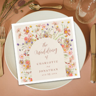 Boho Fall Rustic Wildflower Floral Arch Wedding Napkin