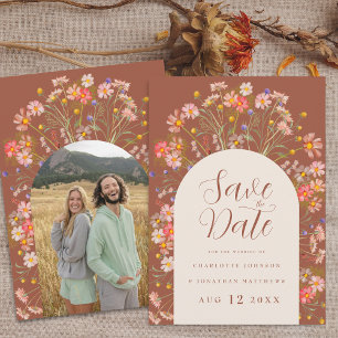 Boho Fall Rustic Wildflower Photo Arch Wedding Save The Date