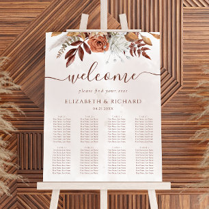 Boho Fall Terracotta Flowers Wedding Seating Chart