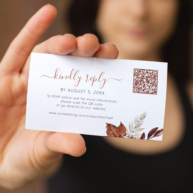 Boho fall terracotta foliage wedding online rsvp enclosure card (Creator Uploaded)