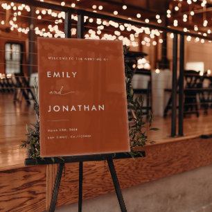Boho Fall Terracotta Wedding Welcome Acrylic Sign