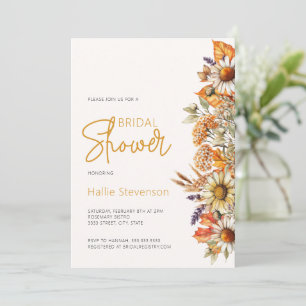 Boho Fall Watercolor Wildflower Bridal Shower Invitation