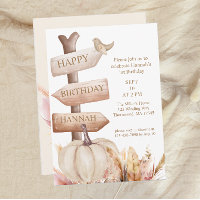Boho Fall White Pumpkin Girls First Birthday