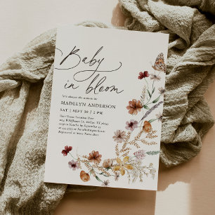 Boho Fall Wildflower Baby in Bloom Baby Shower Invitation