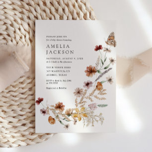 Boho Fall Wildflower Baby Shower Invitation