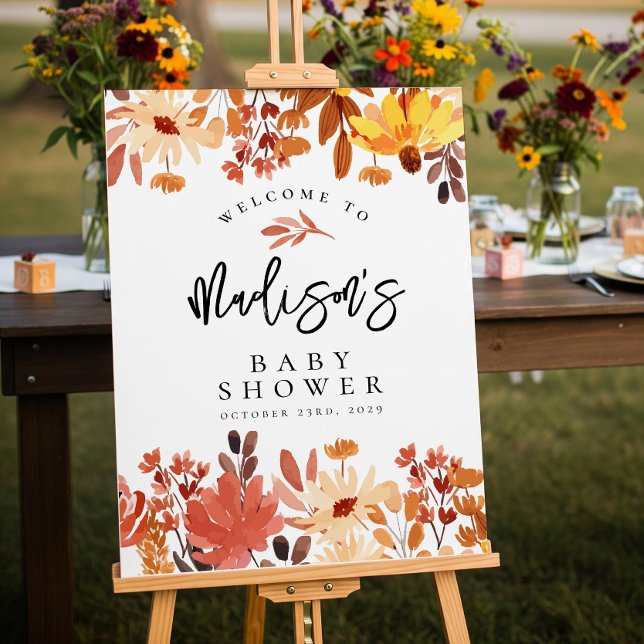 Boho Fall Wildflower Baby Shower Welcome Sign (Creator Uploaded)
