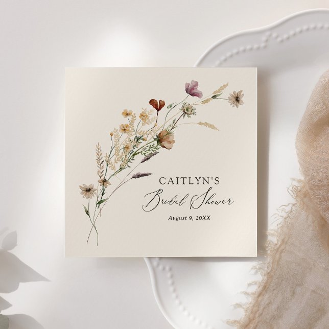 Boho Fall Wildflower Bridal Shower Napkin (Creator Uploaded)