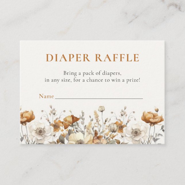 Boho Fall Wildflower Diaper Raffle Insert Card (Front)