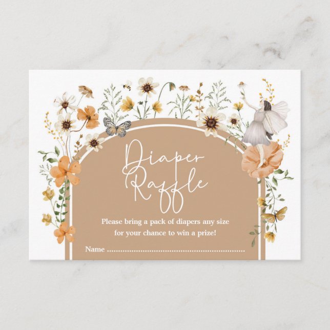 Boho Fall Wildflower Fairy Diaper Raffle Enclosure Card (Front)